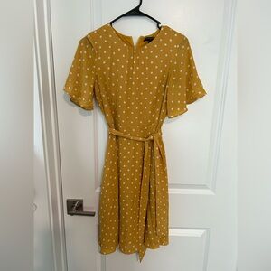 Banana Republic Mustard Polka Dot Midi Dress